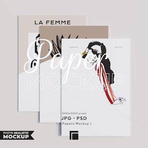 Maqueta de 3 papeles, maqueta de póster de impresión vertical, maqueta de papel con relación DIN A, maqueta de papel acostado, plantilla de póster de impresión, maqueta de papeles A4