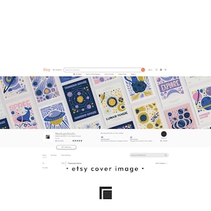 Etsy Shop Banner Mockup: with Multiple Paper Posters (PSD Template) image 3
