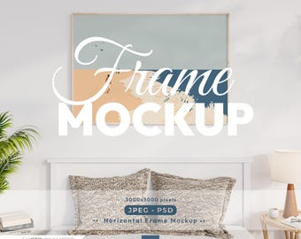 Horizontal Frame Mockup, Landscape Poster Psd Template, Wooden Frame