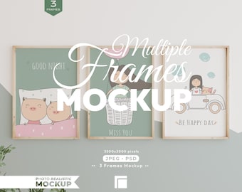 Nursery, 3 Frames Mockup, Frame Mock Up Set, Multiple Wood Frame Psd Template
