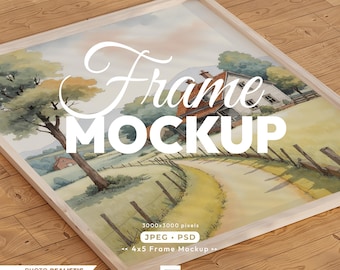 4:5 Vertical Frame Mockup, Wall Art Psd Template Aspect 4x5, Wood Frame, 8x10, 12x15