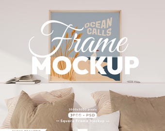 Square Frame Mockup, Square Poster Template, 1x1 Ratio Mock Up