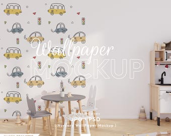 Nursery Wallpaper Mockup PSD Template, Kids Room Wall Mockups, Wall Decal Mockup, Empty Wall Mockup, Baby Room Wall Mockup, Wall Art Mockup