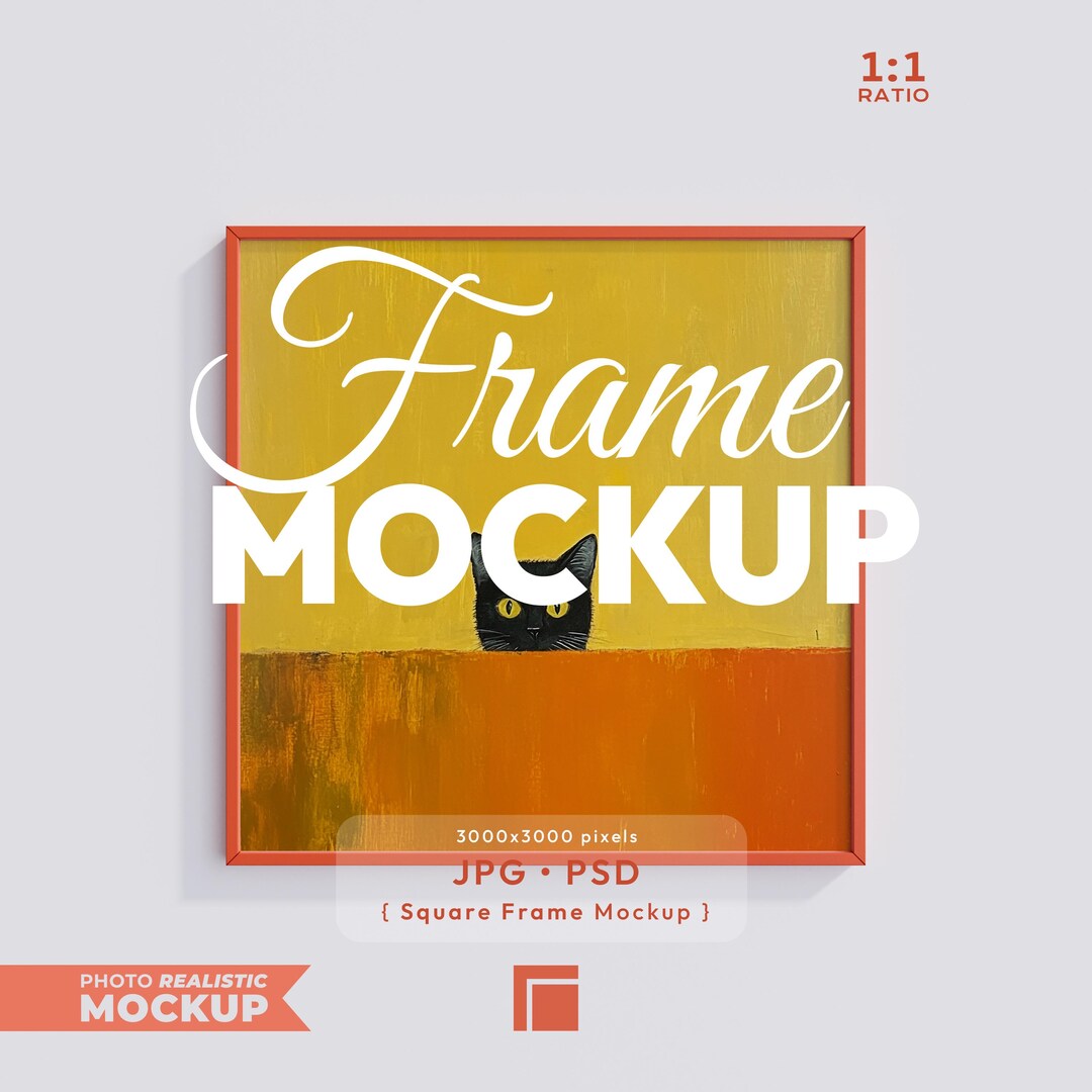 Square Frame Mockup: 1x1 Ratio Poster Psd Template, Orange Frame - Etsy