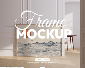 Horizontal Frame Mockup, Landscape Poster Psd Template, Wood Frame