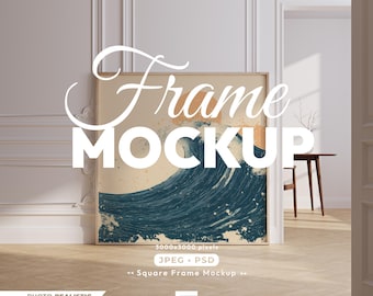 Square Frame Mockup, 1x1 Ratio Psd Template, Square Wood Mock Up