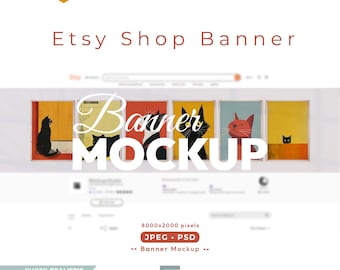 Etsy Shop Banner Mockup, Wooden Frame Mock up, Editable Psd