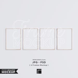 4 Frames Mockup, Multiple Frames Mockup, Wall Frame Mockup Set, Vertical Print Poster DIN A Mockup, Gallery Wall Art Template