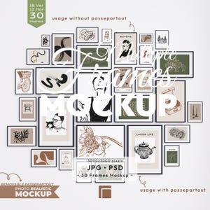 30 Frames Mockup, Gallery Wall Set, Digital Poster Template, Mock Up Bundle