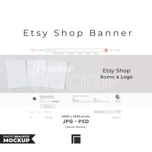 Etsy-papieren mockupbanner, Etsy-shopbannermockup voor afdrukken, papieren banner Psd-sjabloon, printshopbanner, Etsy Shop bannerposter