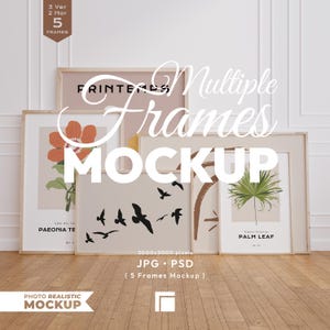 5 Frames Mockup, Frame Mock Up Set, Wooden Frame Psd Template