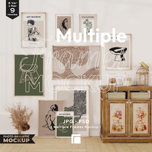 Multiple Frames Mockup: Vertikaler Druck Poster Template (PSD, JPG, PDF Anleitung)