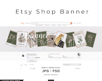 Etsy Shop Banner Mockup: Print Display, Editable Cover (Digital Download)