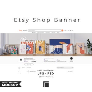 Makieta baneru sklepu Etsy: Obraz baneru sklepu, ramki na zdjęcia (szablon PSD)