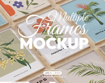 Multiple Frames Mockup, Lying Posters Psd Template, 7 Frames