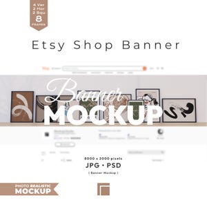 Maqueta de banner de tienda Etsy: Banner con múltiples marcos negros (JPG, PSD)