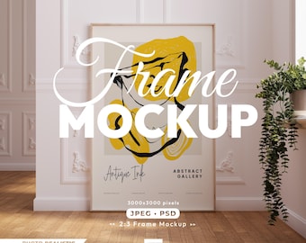 2:3 Frame Mockup, Aspect 2x3, Print Poster Psd Template, Wood Frame, 4x6, 6x9