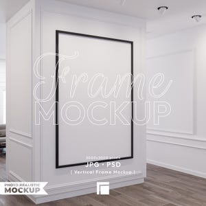 Modern Digital Mockup, Black Frame Mockup, Simple Vertical Frame Template, JPG PSD Smart Object, Vertical Frame, Frame Wallpaper Mockup