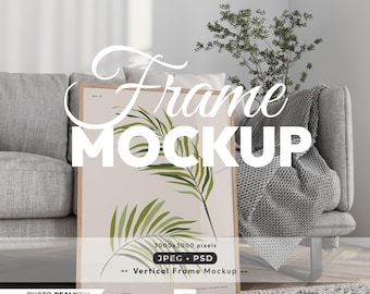 Wooden Frame Mockup, Vertical Print Poster Psd Template