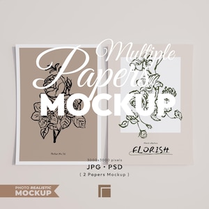 2 Papiere Mockup, Mehrfachdruck-Poster Psd Vorlage, Kalenderkarte MockUp