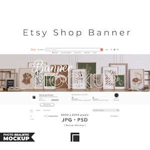 Etsy Shop Banner Mockup: Holzrahmen auf Boden (PSD Template)
