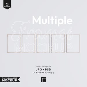 5 Frames Mockup, Multiple Frames Mockup, Wall Frame Mockup Set, Vertical Print Poster DIN A Mockup, Gallery Wall Art Templates