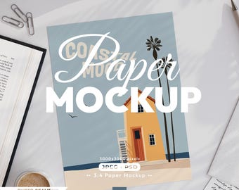 3:4 Paper Mockup, Poster Template Aspect 3x4, Blank Paper Mock Up, 6x8
