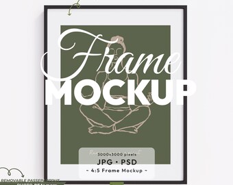 4:5 Frame Mockup, 4x5 Ratio Mockup, Minimalistic Black Frame Mockup, Poster Mockup 4x5 Vertical Frame, Vertical Poster Frame, 8x10, 12x15