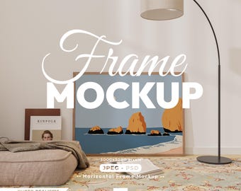 Horizontal Frame Mockup, Wooden Landcape Frame Psd Template