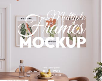 3 Frames Mockup, Dining Room Mock Up, Food Wall Art Psd Template