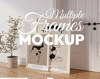 2 Vertical Frames Mock Up, Frame Mockup Set, Wooden Frame