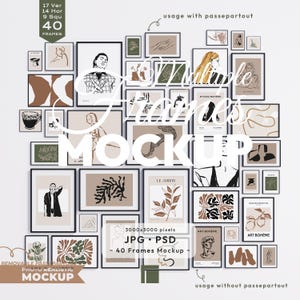 40 Frames Mockup: Gallery Wall Art Bundle Template, Multi-Frames Mock Up