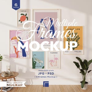 6 Vertikale Rahmen Mockup, Rahmen Mock Up Set, Holzrahmen