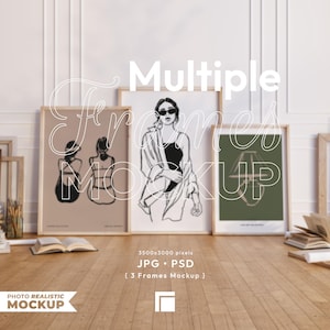 Vertical Frame Mockup: Modern 3-Frame Template (JPG, PSD, PDF)