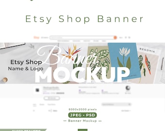 Etsy Shop Banner Mockup: with Multiple Paper Posters (PSD Template)