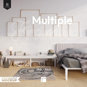 8 Frames Mockup, Multiple Frames Mockup, Wall Frame Mockup, Vertical Print Poster DIN A Mockup, Gallery Wall Art Template, Wall Art Mockup