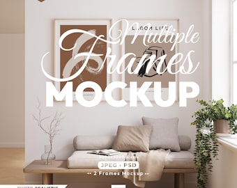 2 Vertical Frames Mock Up, Wood Frame Mockup Set