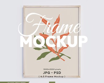 4:5 Frame Mockup, 4x5 Ratio Mock Up, Vertical Wooden Frame Psd Template, 8x10, 16x20