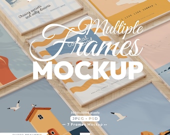 Multiple Frames Mockup, Lying Posters Psd Template, 7 Frames