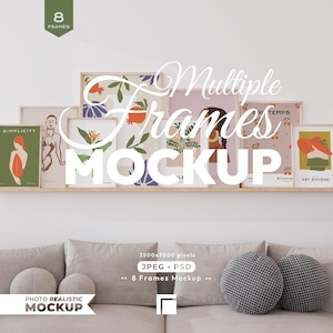 8 Frames Mockup, Frame Mock Up Set, Mehrere Holzrahmen Psd Vorlage
