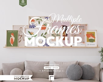 8 Frames Mockup, Frame Mock Up Set, Multiple Wooden Frame Psd Template