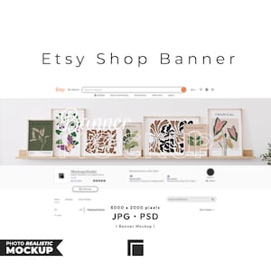 Makieta baneru sklepu Etsy: Drewniane ramki, Okładka sklepu (PSD, JPG)