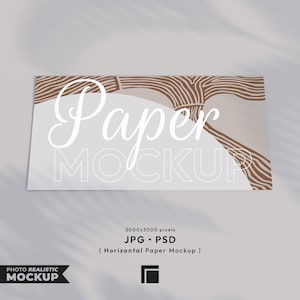 Maqueta de papel horizontal, maqueta de papel, maqueta de póster con relación de aspecto DIN A, maqueta de marco tumbado, maqueta PSD Photoshop minimalista moderna