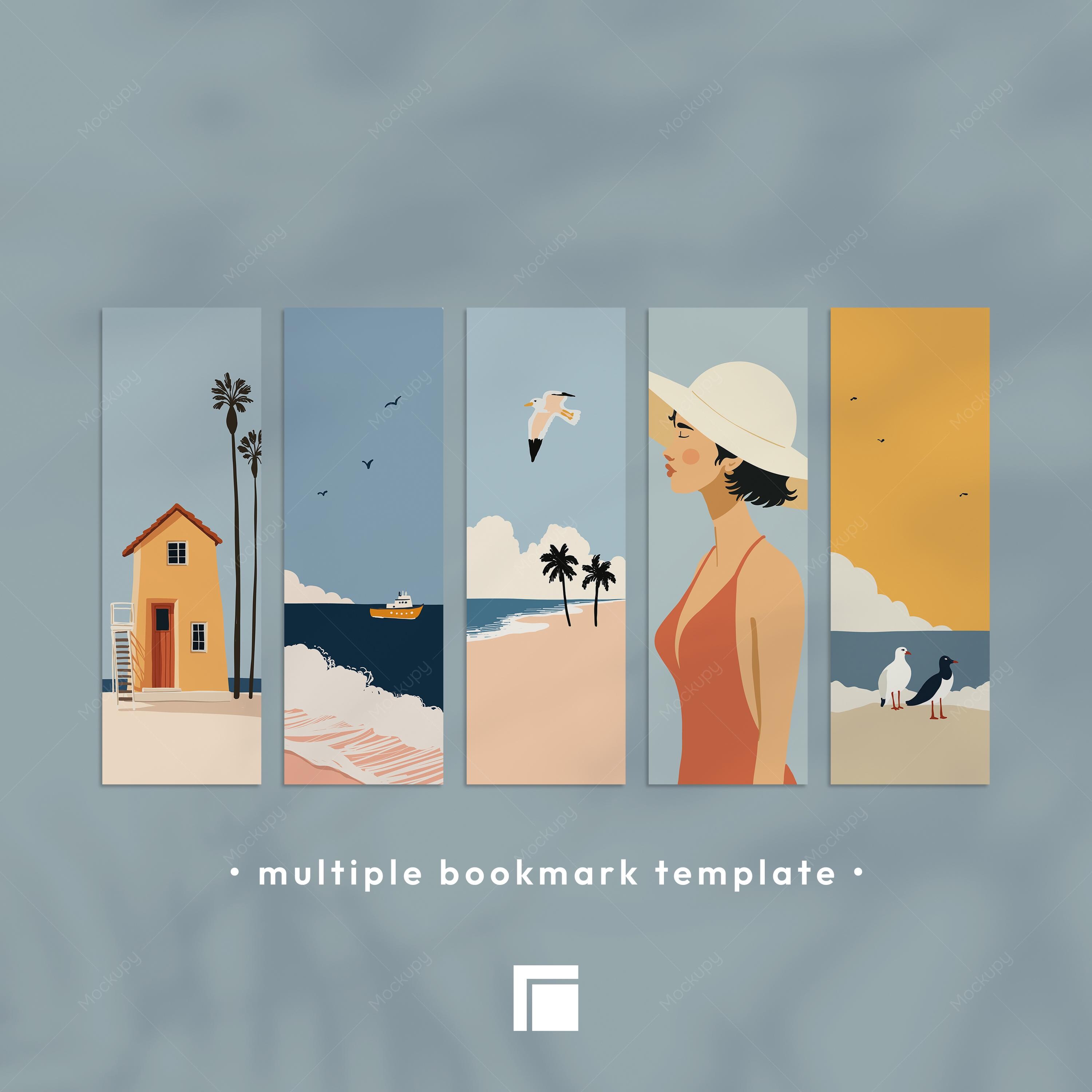 5 Bookmarks Mockup, Printable Bookmark Mock Up, Psd Template Smart ...