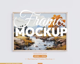 Horizontal Frame Mockup, Landscape Poster Psd Template, Wooden Frame