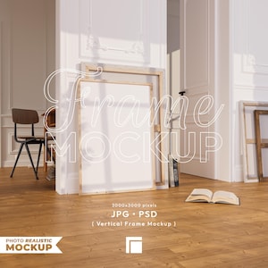 Vertical Frame Mockup, Print Poster Template, Vertical Mockup, Wooden Mockup Frame, Wood Mock Up, Digital Frame Mockup, Wood Floor