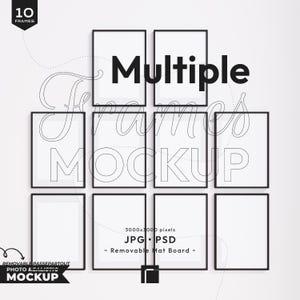 10 Vertical Frames Mockup, Print Posters Template, Vertical Mockups, Black Frames Mockup, Ten Vertical Frames Mockup, Gallery Wall Mockup