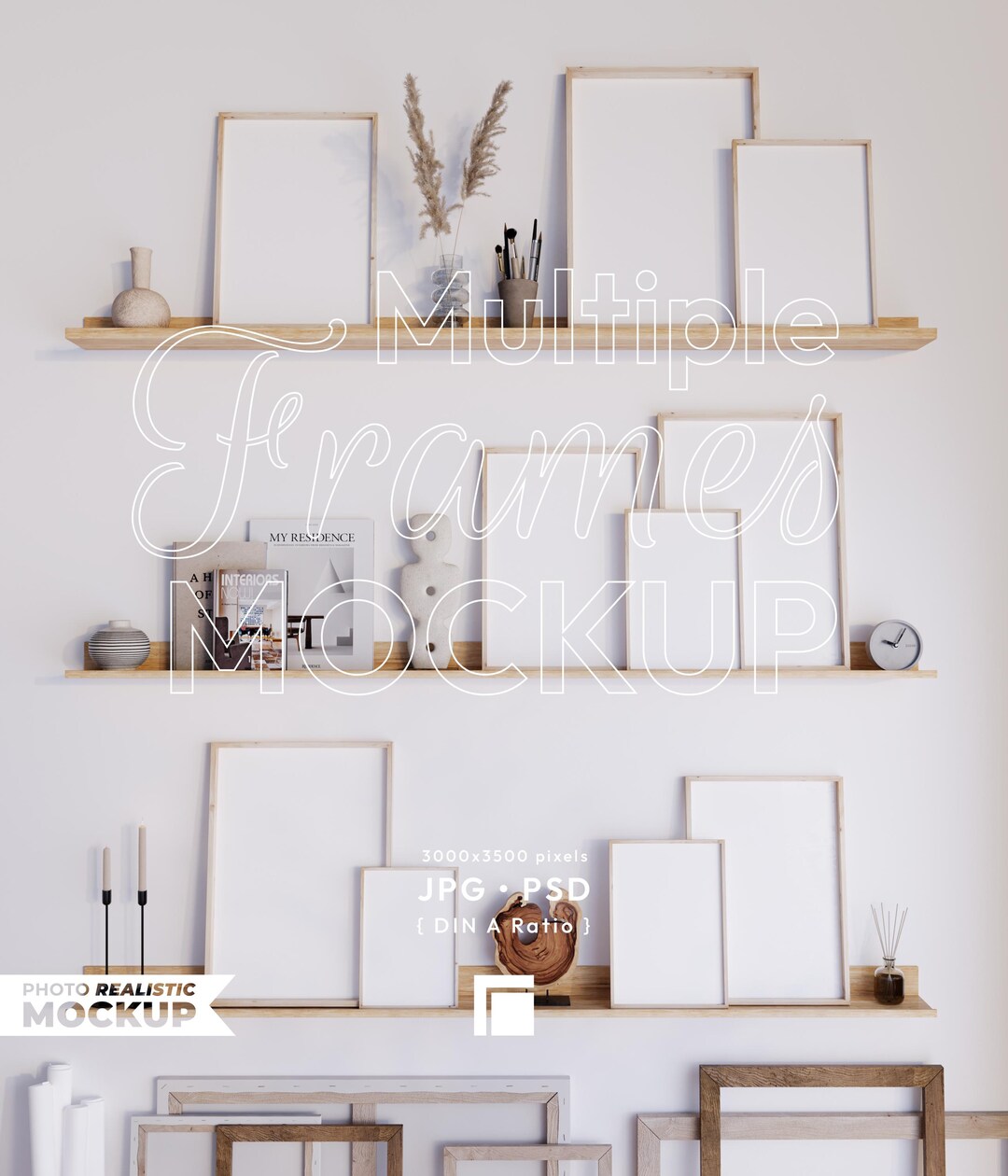 Multiple Frames Mockups, Minimal Interior Room, Gallery Wall Mockups ...