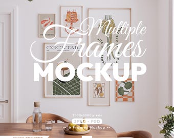 6 Frames Mockup, Dining Room Mock Up, Food Wall Art Psd Template