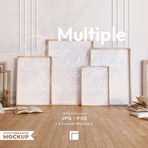 Vertical Frame Mockup Set: Photo Realistic Wood Frames (JPG, PSD)